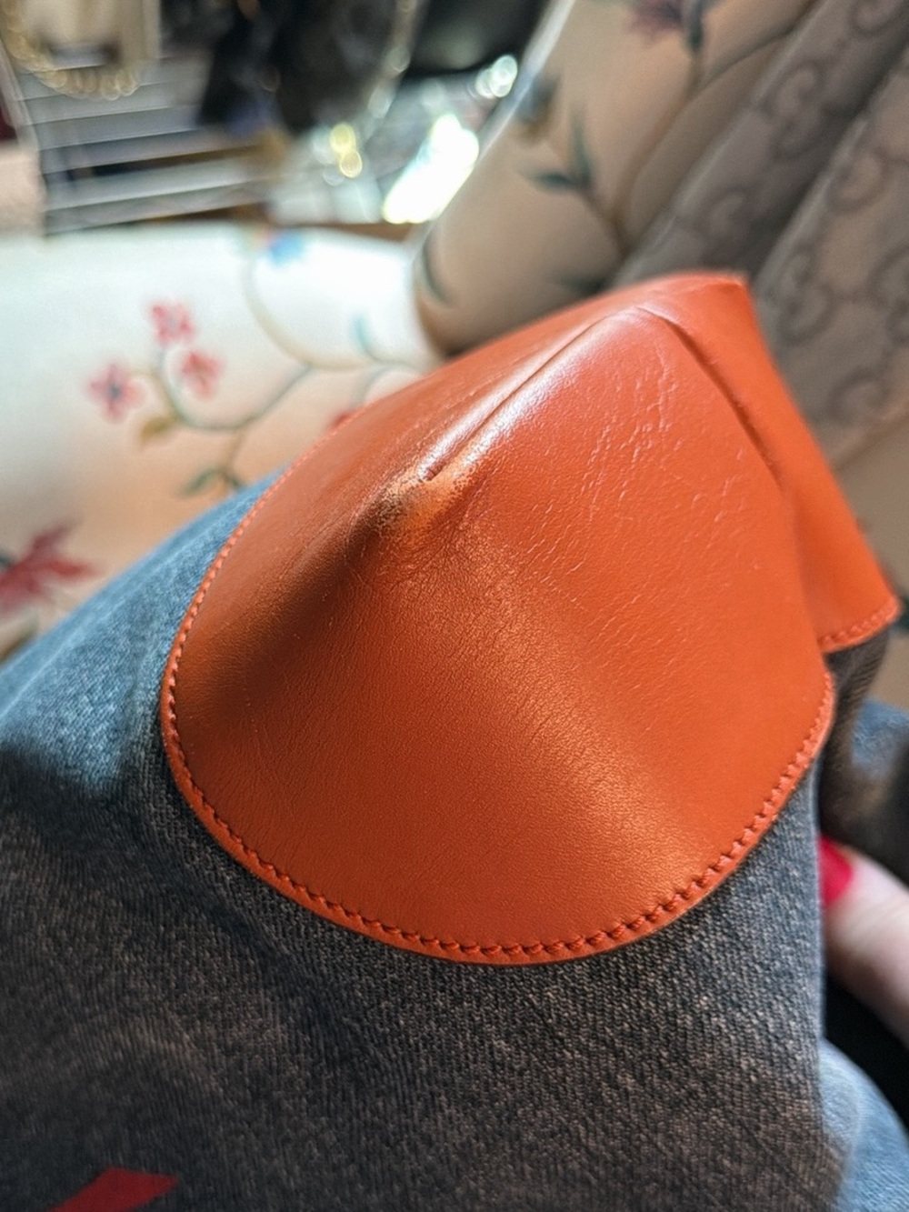 Gucci Blue Denim Tote with Orange Leather Trim - Picture 4 of 14